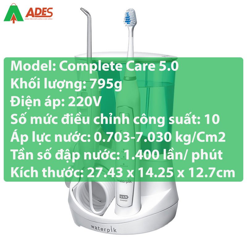 Thong so ky thuat cua may tam nuoc Waterpik Complete Care 5.0
