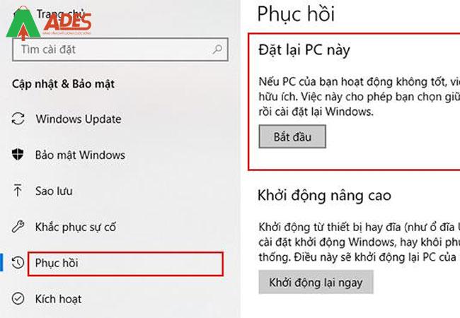  Reset may tinh thong qua tinh nang "Refresh" hoac "Reset" (Windows 8)